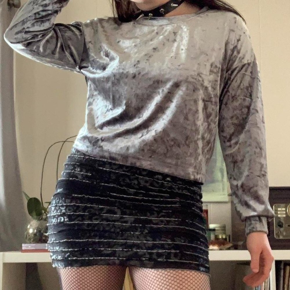 Crushed Velvet Long Sleeve Top
